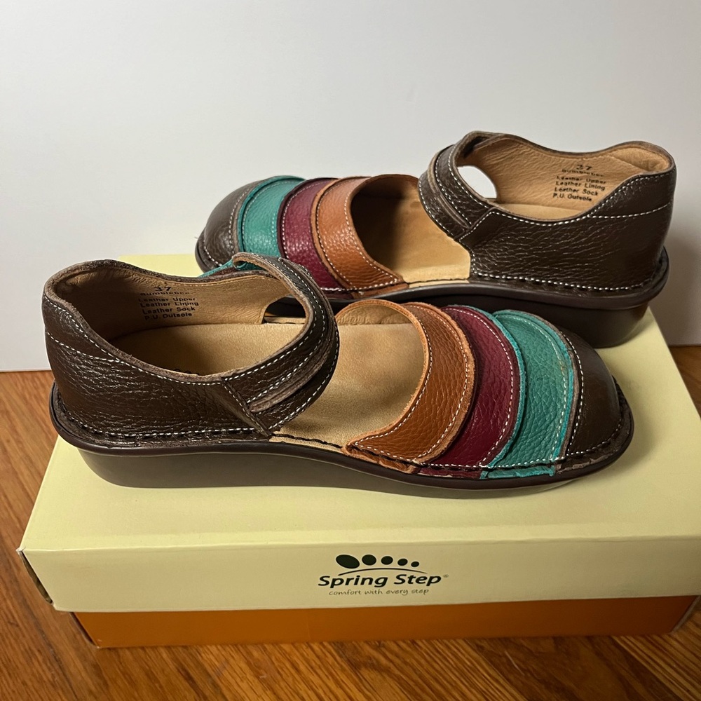 Spring Step Bumblebee Brown Multi Colored Leather… - image 3